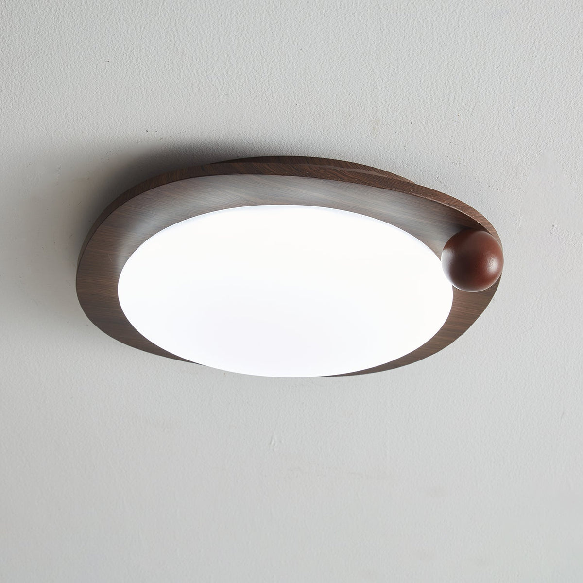 Amalphi Oval LED Ceiling Light with Walnut Wood Grain Finish