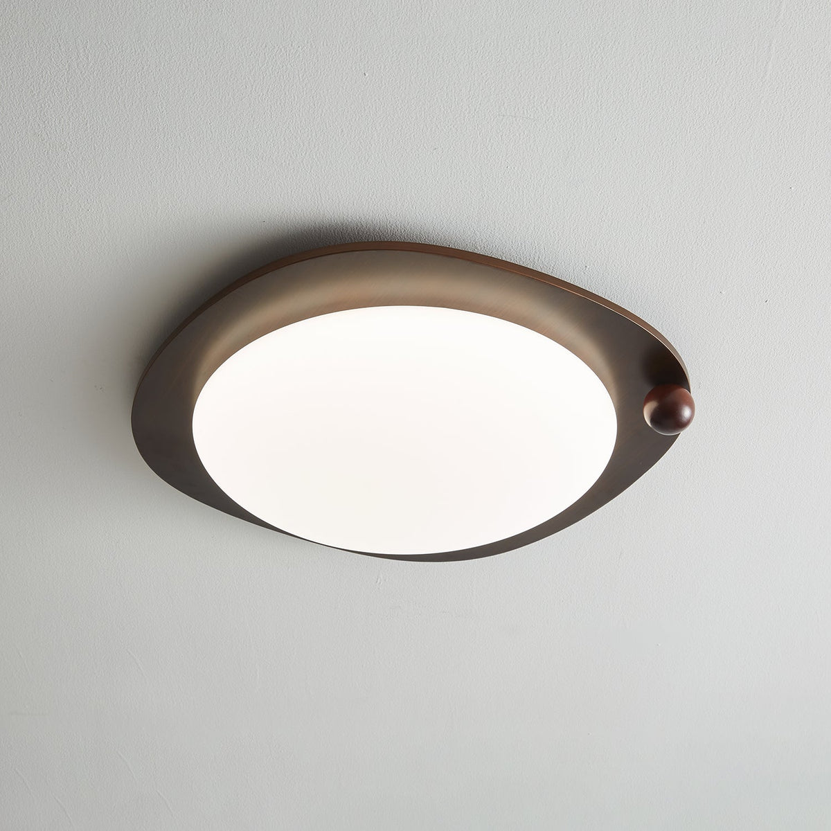 Amalphi Oval LED Ceiling Light with Walnut Wood Grain Finish