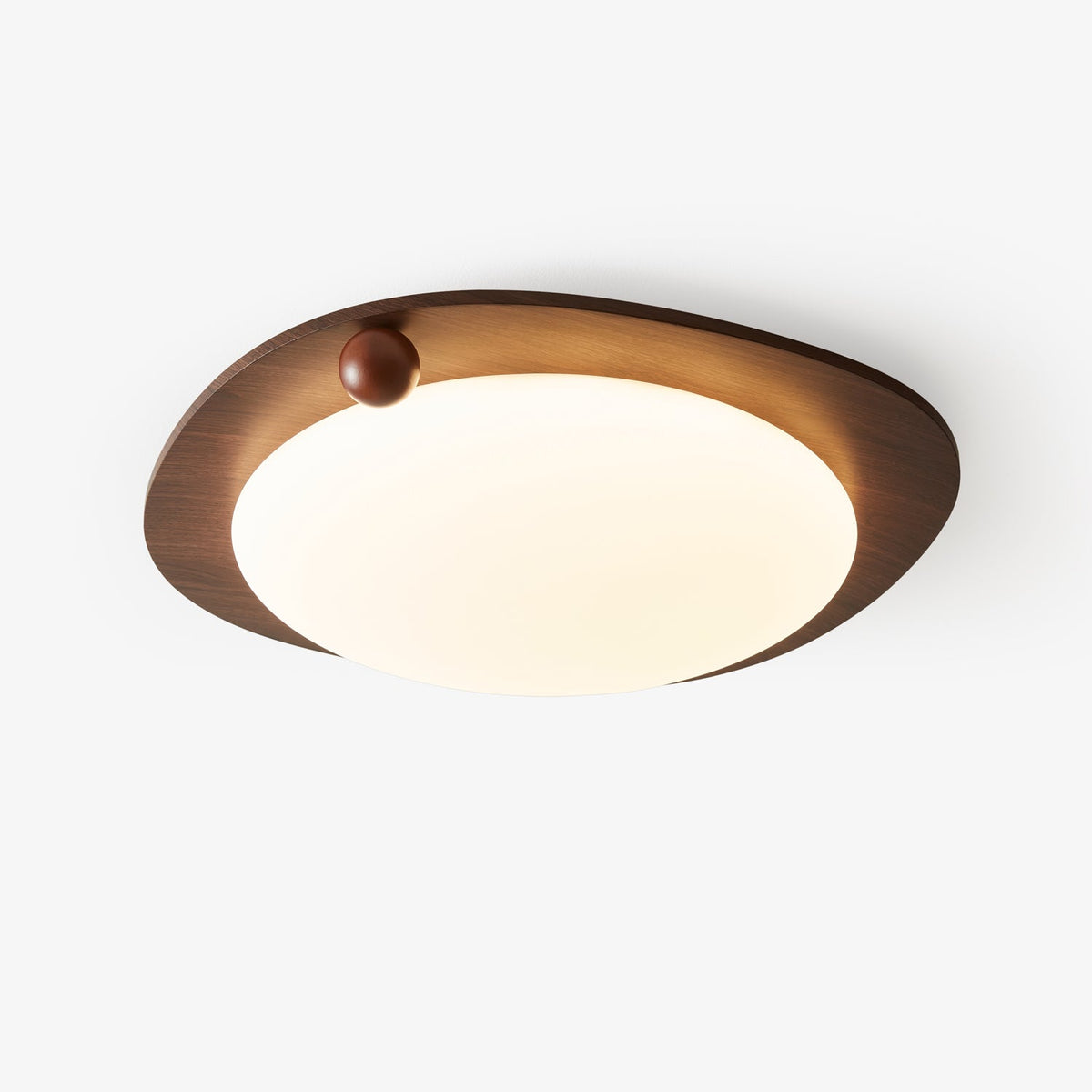 Amalphi Oval LED Ceiling Light with Walnut Wood Grain Finish