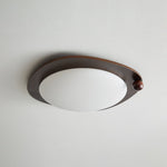 Amalphi Oval LED Ceiling Light with Walnut Wood Grain Finish
