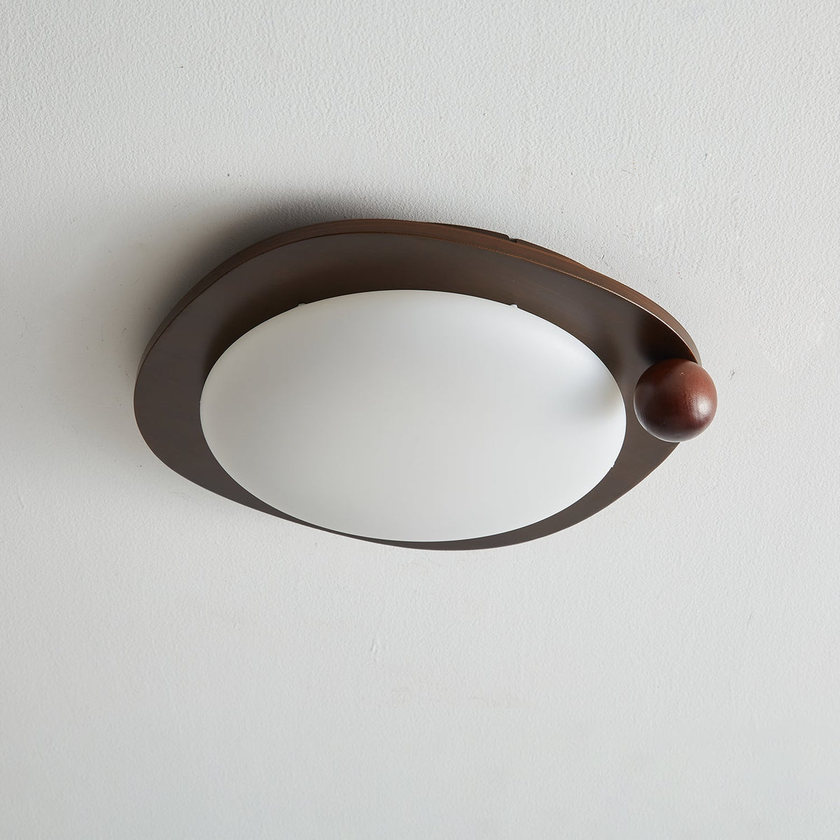 Amalphi Oval LED Ceiling Light with Walnut Wood Grain Finish