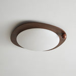 Amalphi Oval LED Ceiling Light with Walnut Wood Grain Finish