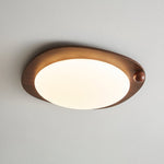 Amalphi Oval LED Ceiling Light with Walnut Wood Grain Finish