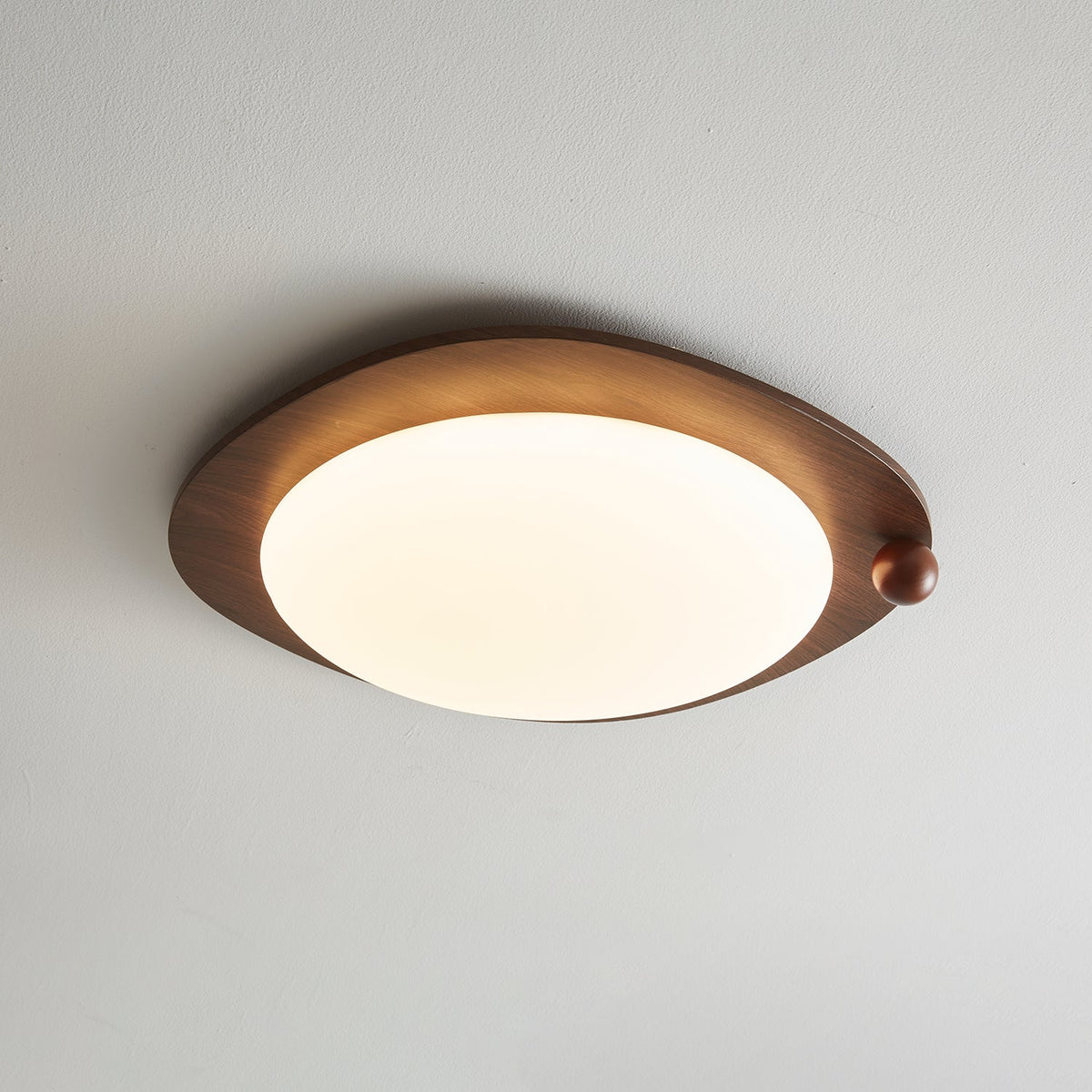 Amalphi Oval LED Ceiling Light with Walnut Wood Grain Finish