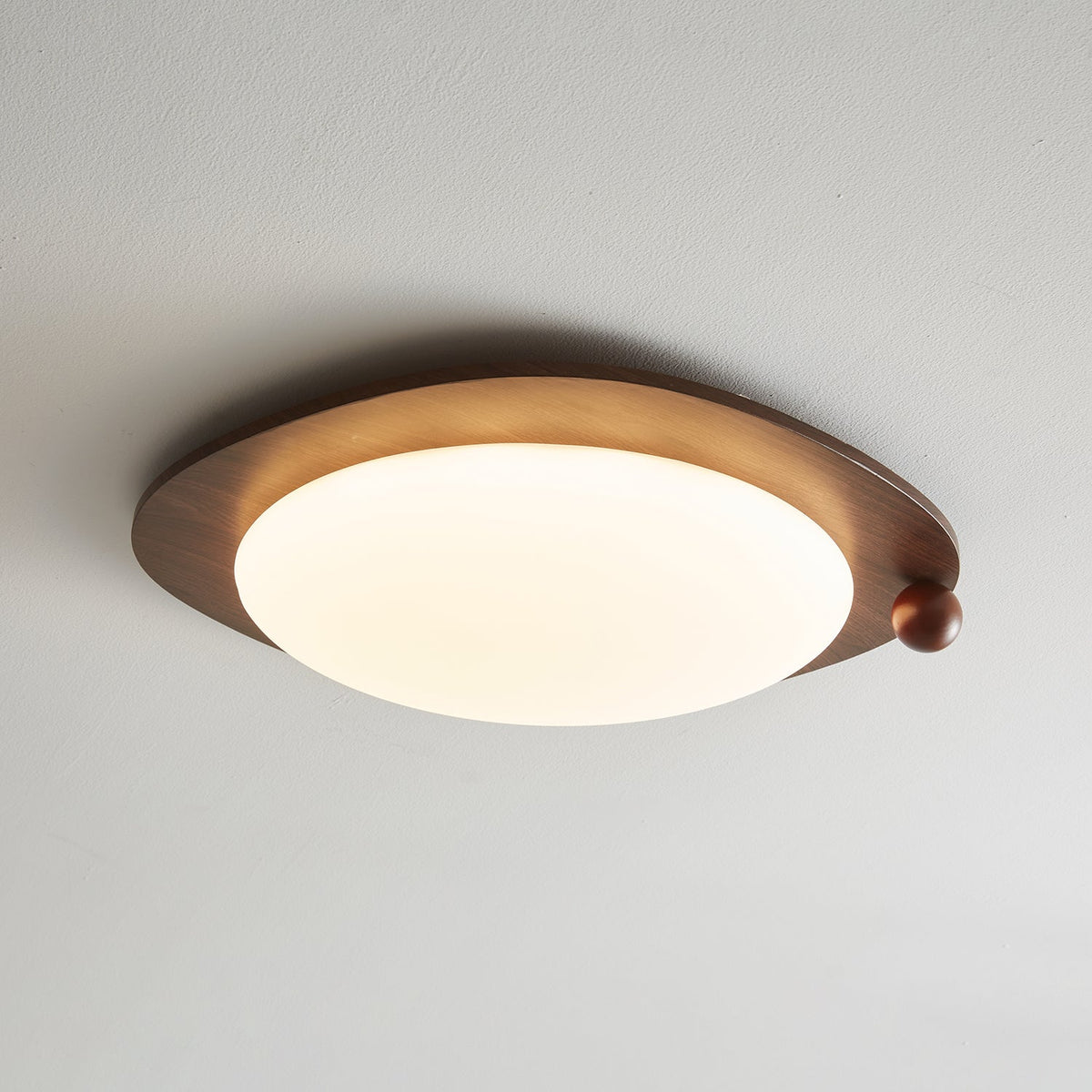 Amalphi Oval LED Ceiling Light with Walnut Wood Grain Finish