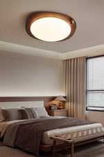Amalphi Oval LED Ceiling Light with Walnut Wood Grain Finish