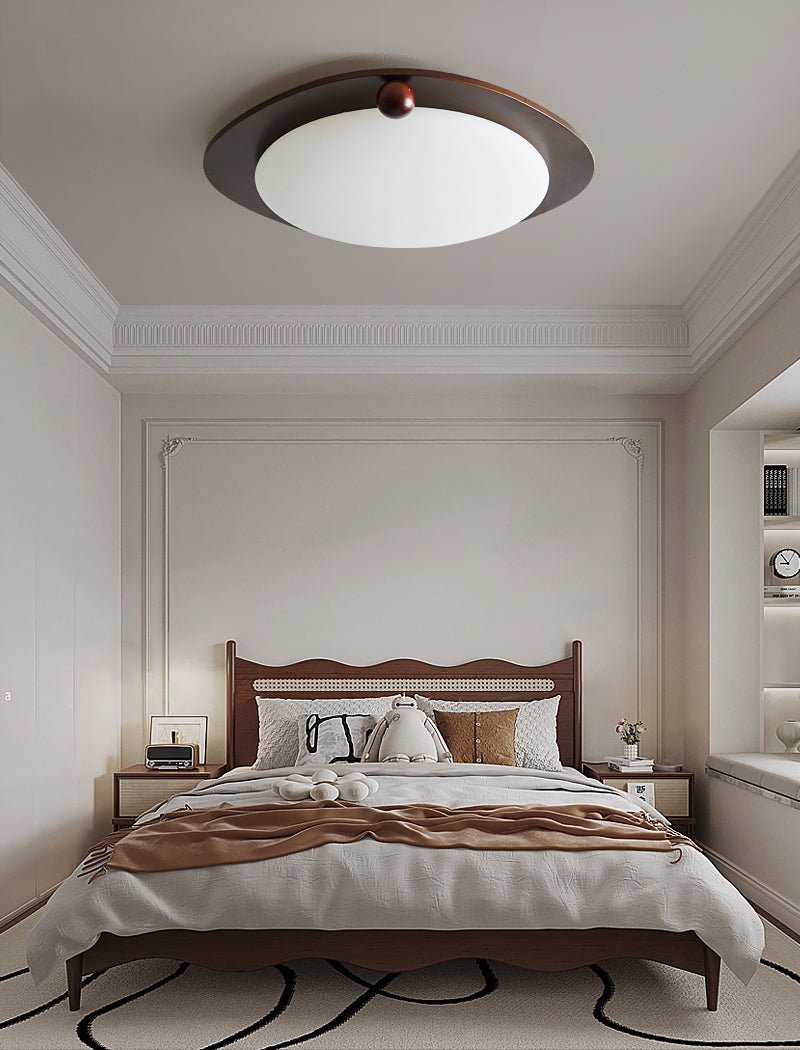 Amalphi Oval LED Ceiling Light with Walnut Wood Grain Finish