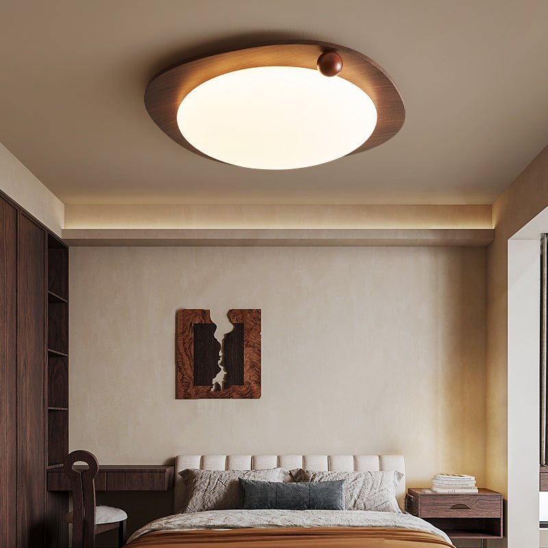 Amalphi Oval LED Ceiling Light with Walnut Wood Grain Finish