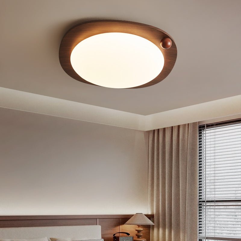Amalphi Oval LED Ceiling Light with Walnut Wood Grain Finish