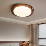 Amalphi Oval LED Ceiling Light with Walnut Wood Grain Finish