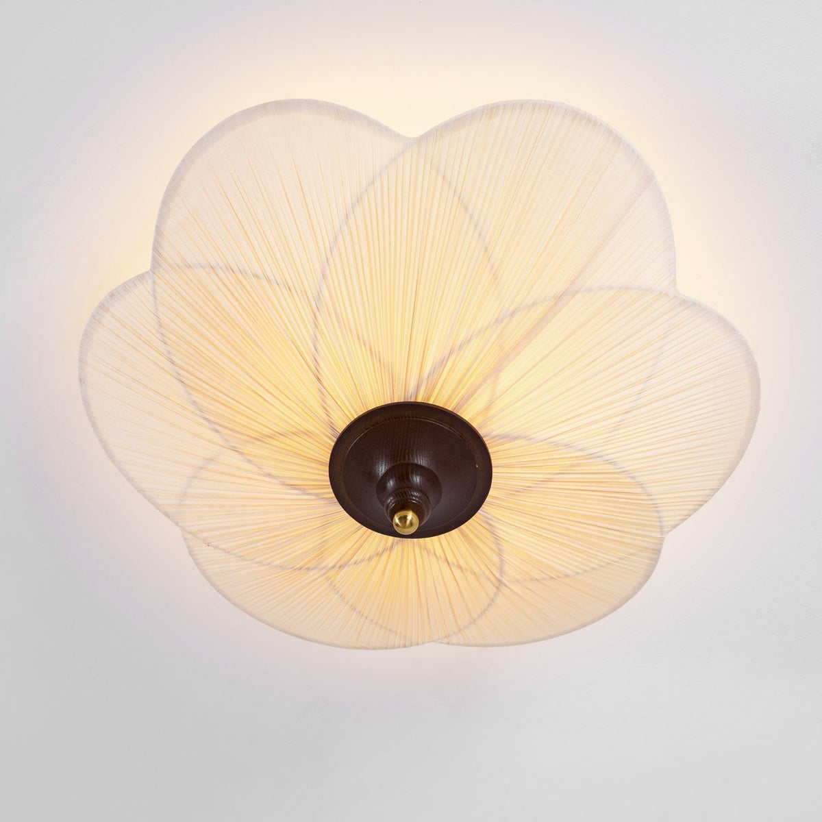 Amara Bloom Flush Mount Ceiling Light – Modern Fabric & Wood Semi-Flush Fixture