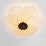 Amara Bloom Flush Mount Ceiling Light – Modern Fabric & Wood Semi-Flush Fixture