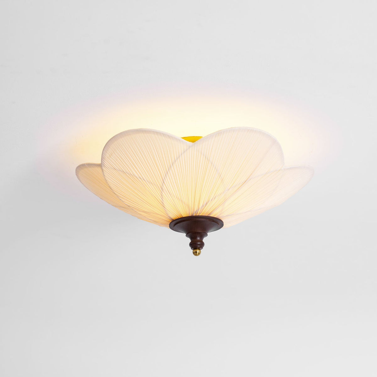 Amara Bloom Flush Mount Ceiling Light – Modern Fabric & Wood Semi-Flush Fixture