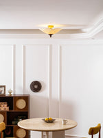 Amara Bloom Flush Mount Ceiling Light – Modern Fabric & Wood Semi-Flush Fixture