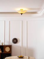 Amara Bloom Flush Mount Ceiling Light – Modern Fabric & Wood Semi-Flush Fixture