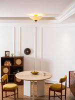 Amara Bloom Flush Mount Ceiling Light – Modern Fabric & Wood Semi-Flush Fixture