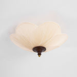 Amara Bloom Flush Mount Ceiling Light – Modern Fabric & Wood Semi-Flush Fixture