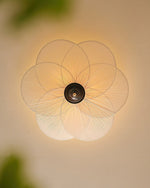 Amara Bloom Flush Mount Ceiling Light – Modern Fabric & Wood Semi-Flush Fixture