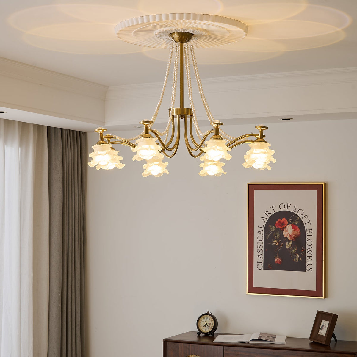 Amaris Rose Chandelier – Modern Gold Glass Pendant Light for Dining Room and Living Room