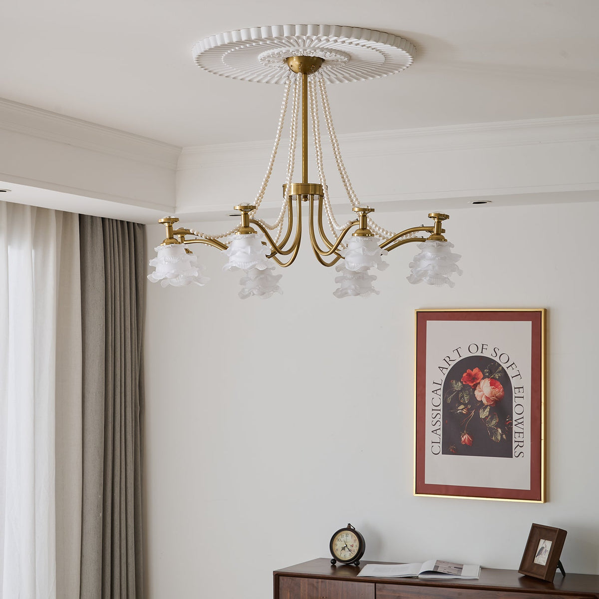 Amaris Rose Chandelier – Modern Gold Glass Pendant Light for Dining Room and Living Room