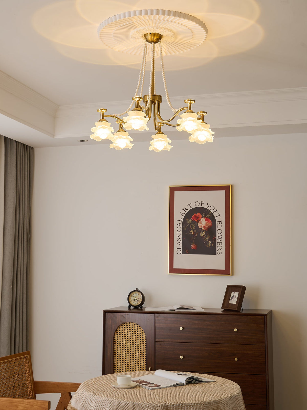 Amaris Rose Chandelier – Modern Gold Glass Pendant Light for Dining Room and Living Room