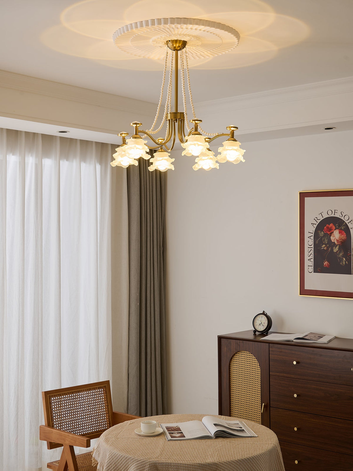 Amaris Rose Chandelier – Modern Gold Glass Pendant Light for Dining Room and Living Room