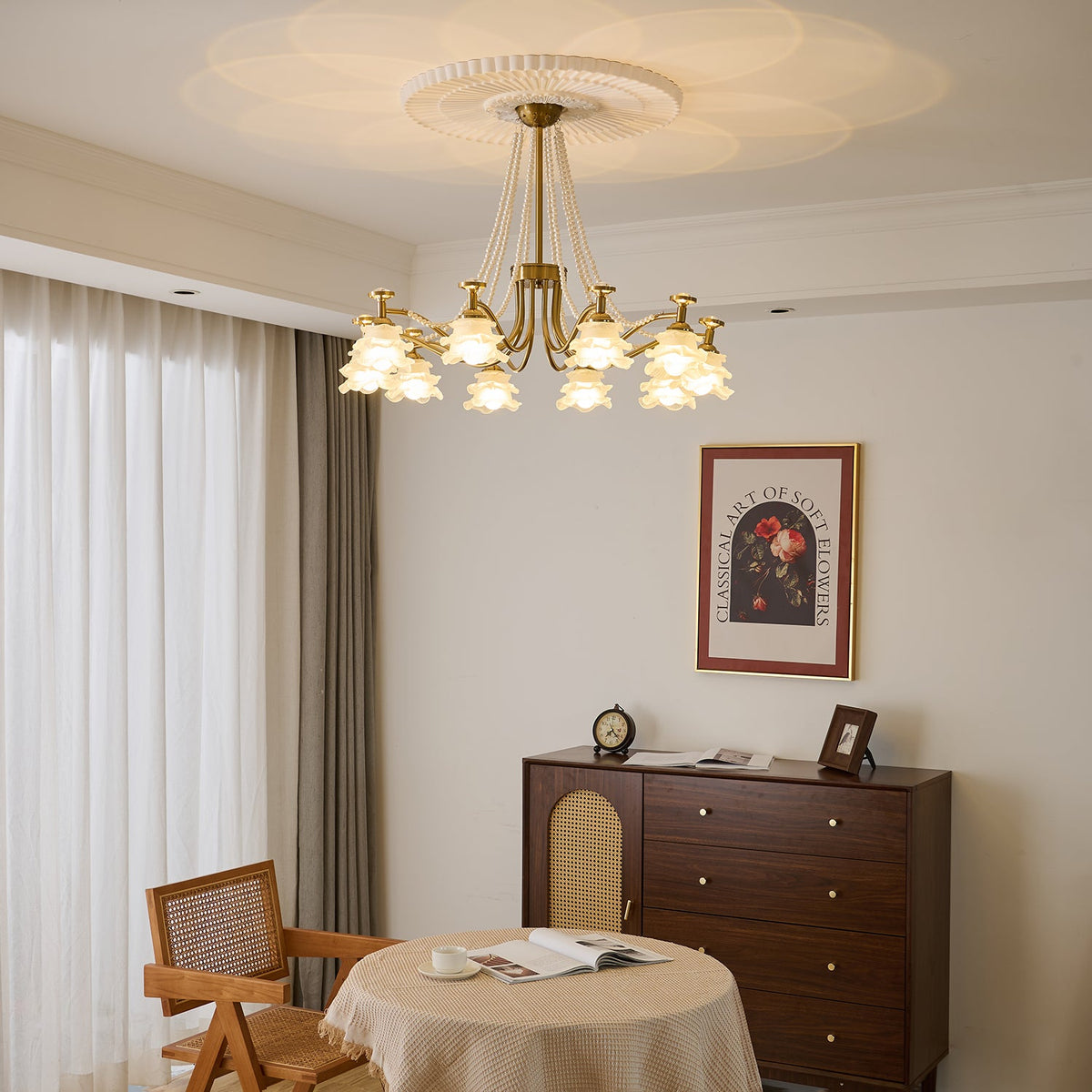 Amaris Rose Chandelier – Modern Gold Glass Pendant Light for Dining Room and Living Room