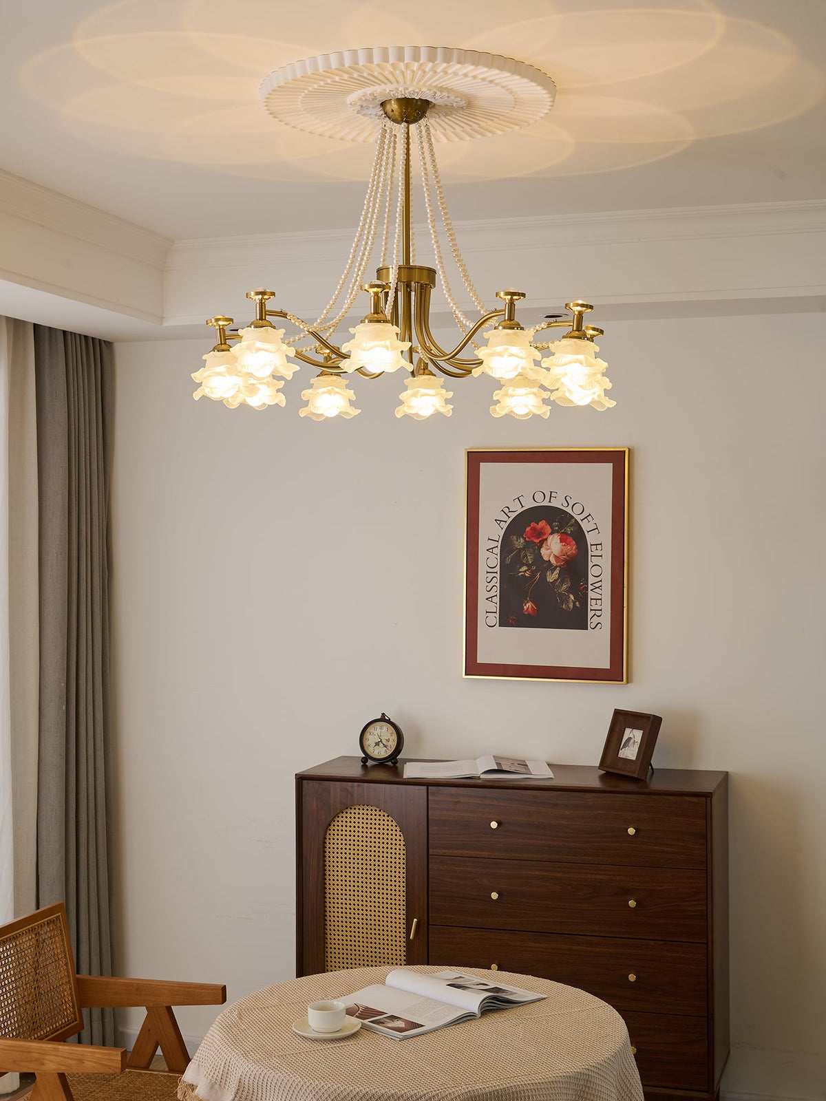 Amaris Rose Chandelier – Modern Gold Glass Pendant Light for Dining Room and Living Room