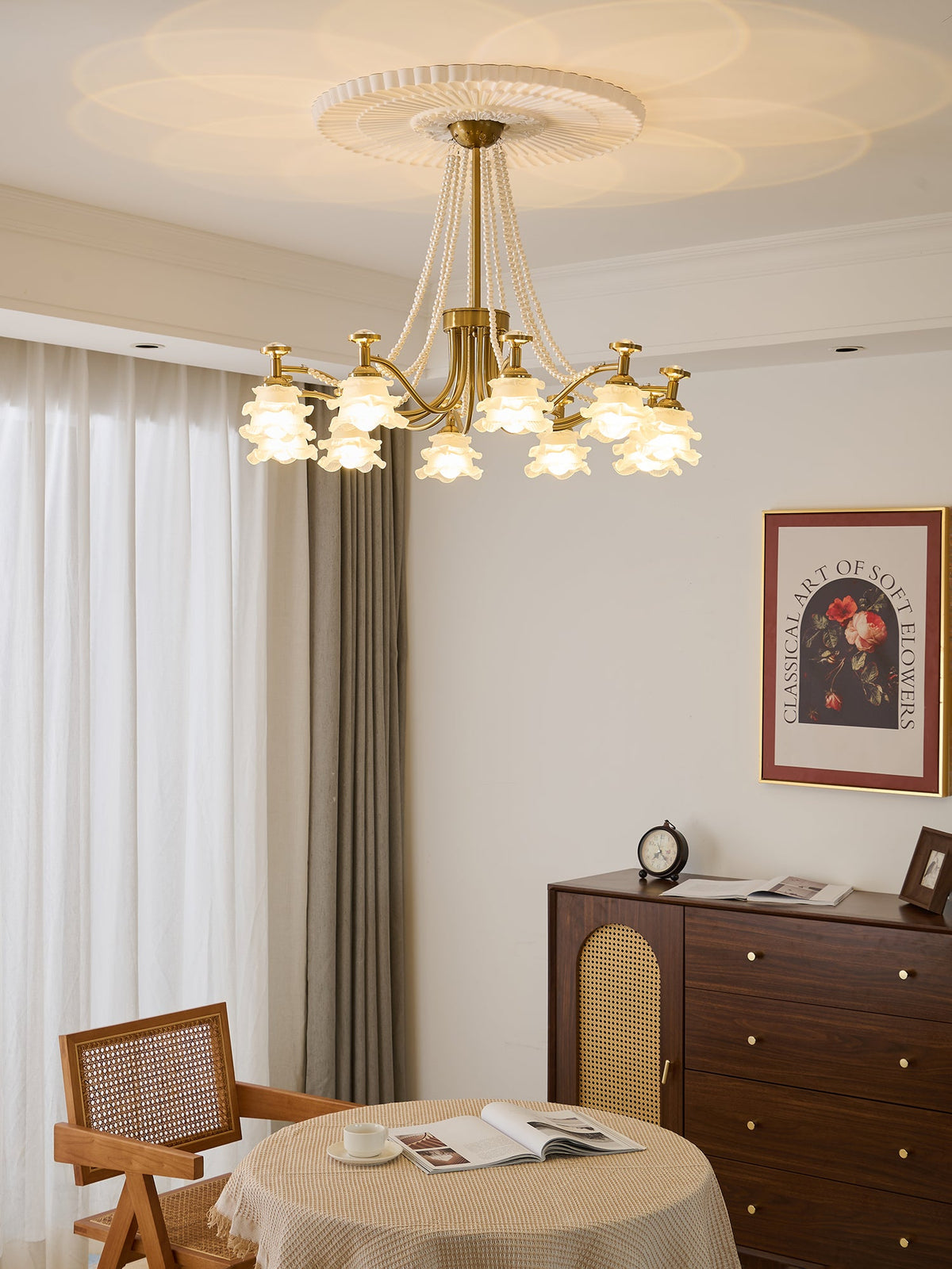 Amaris Rose Chandelier – Modern Gold Glass Pendant Light for Dining Room and Living Room