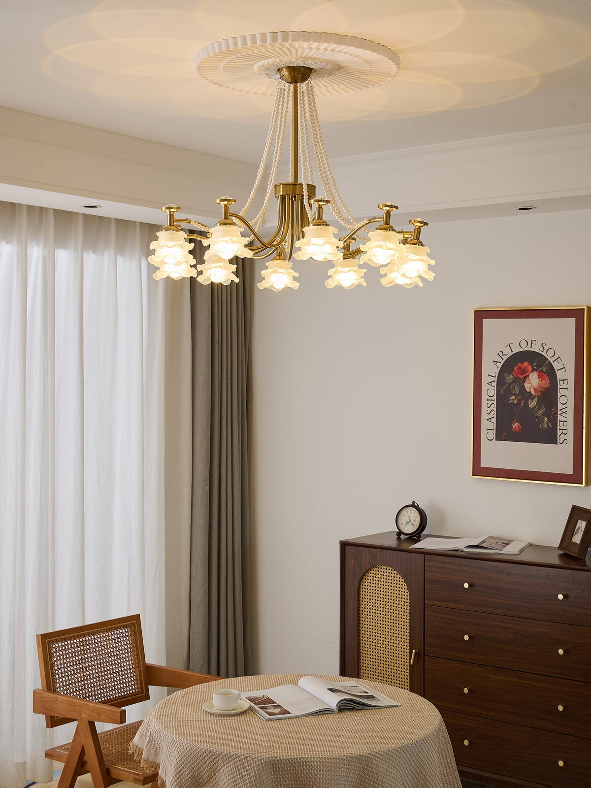 Amaris Rose Chandelier – Modern Gold Glass Pendant Light for Dining Room and Living Room