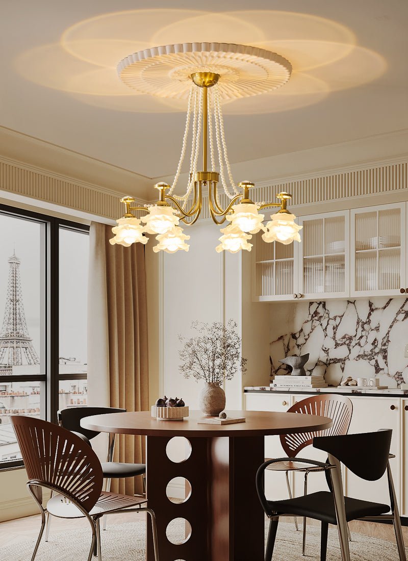 Amaris Rose Chandelier – Modern Gold Glass Pendant Light for Dining Room and Living Room