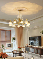 Amaris Rose Chandelier – Modern Gold Glass Pendant Light for Dining Room and Living Room