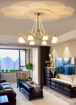 Amaris Rose Chandelier – Modern Gold Glass Pendant Light for Dining Room and Living Room