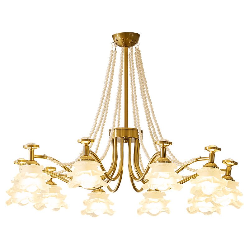 Amaris Rose Chandelier – Modern Gold Glass Pendant Light for Dining Room and Living Room