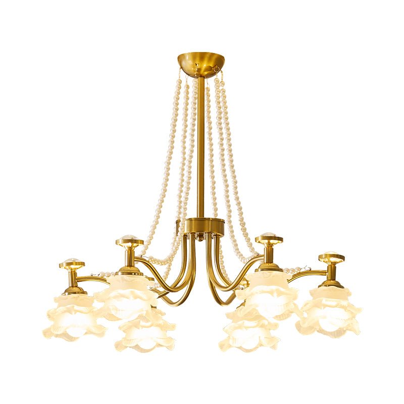 Amaris Rose Chandelier – Modern Gold Glass Pendant Light for Dining Room and Living Room