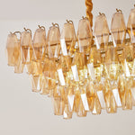 Amber Prism Glass Chandelier with Gold Frame – Modern Luxury Lighting
