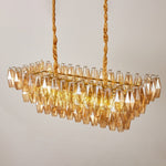 Amber Prism Glass Chandelier with Gold Frame – Modern Luxury Lighting