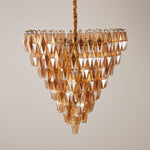 Amber Empire Chandelier — Hand-Blown Faceted Glass, Gold Brass Frame