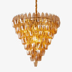 Amber Empire Chandelier — Hand-Blown Faceted Glass, Gold Brass Frame