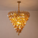 Amber Empire Chandelier — Hand-Blown Faceted Glass, Gold Brass Frame