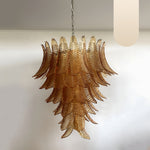 Amber Leaf Cascade Chandelier — Modern Art Glass Pendant for Dining Room