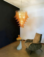 Amber Leaf Cascade Chandelier — Modern Art Glass Pendant for Dining Room