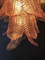 Amber Leaf Cascade Chandelier — Modern Art Glass Pendant for Dining Room