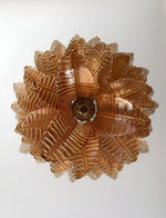Amber Leaf Cascade Chandelier — Modern Art Glass Pendant for Dining Room