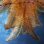 Amber Leaf Cascade Chandelier — Modern Art Glass Pendant for Dining Room