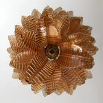 Amber Leaf Cascade Chandelier — Modern Art Glass Pendant for Dining Room
