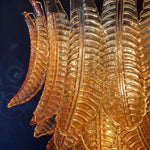 Amber Leaf Cascade Chandelier — Modern Art Glass Pendant for Dining Room