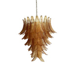 Amber Leaf Cascade Chandelier — Modern Art Glass Pendant for Dining Room
