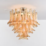 Amber Petal Glass Chandelier Ceiling Light for Dining Room and Foyer