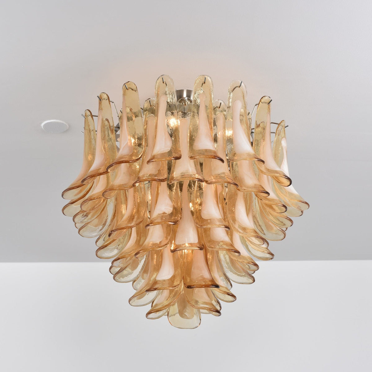 Amber Petal Glass Chandelier Ceiling Light for Dining Room and Foyer